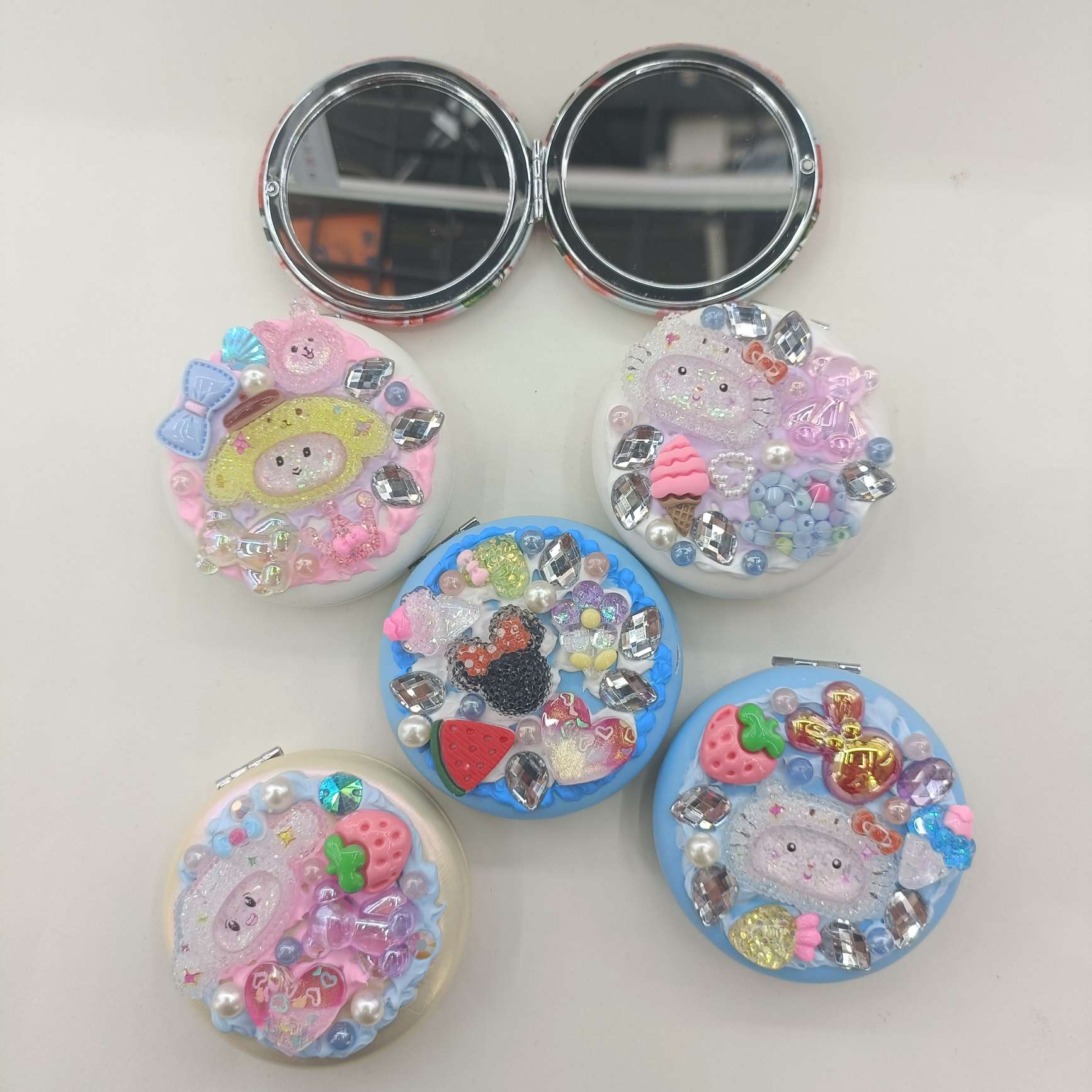 小镜子 DIY镜子 双面镜 学生镜 口袋镜 包包镜白底实物图