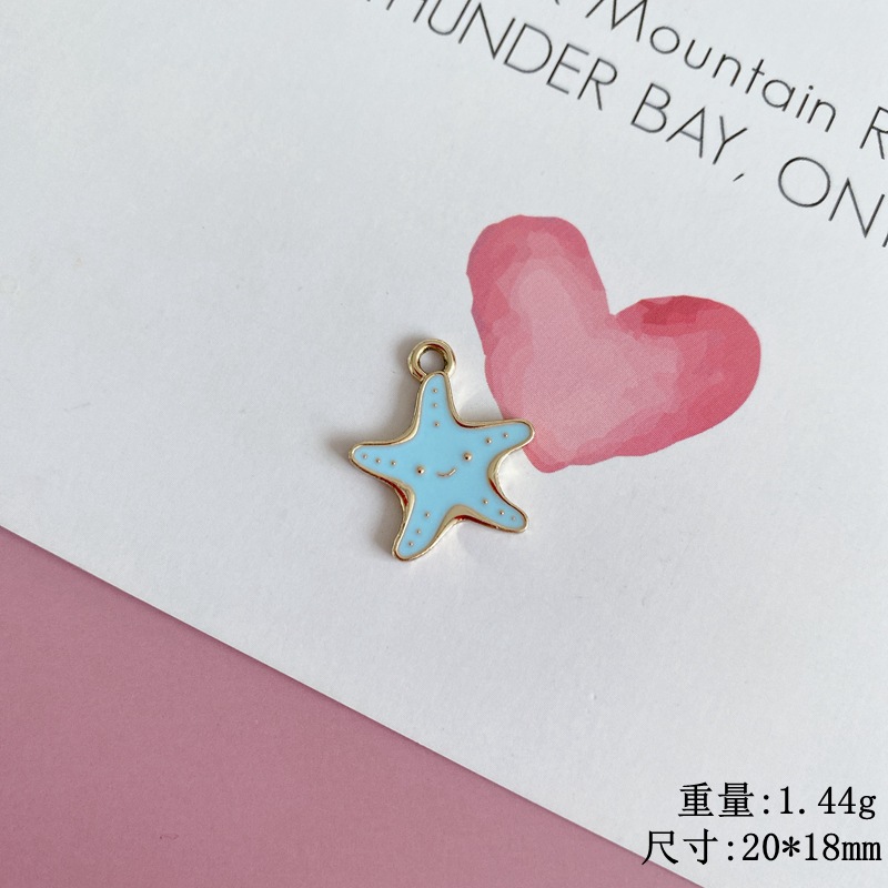 厂家直销 diy饰品滴油合金海洋系列蓝色海星瓢虫配件项链钥匙扣