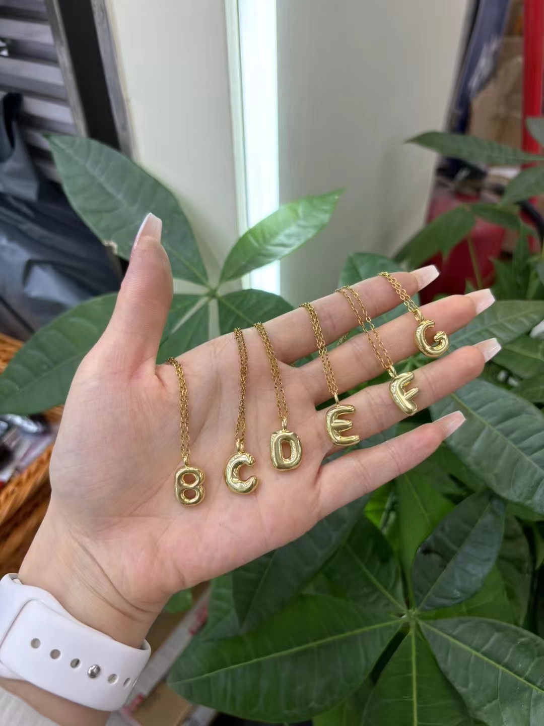 Bubble letters, pure copper, real gold, 18K detail image 2