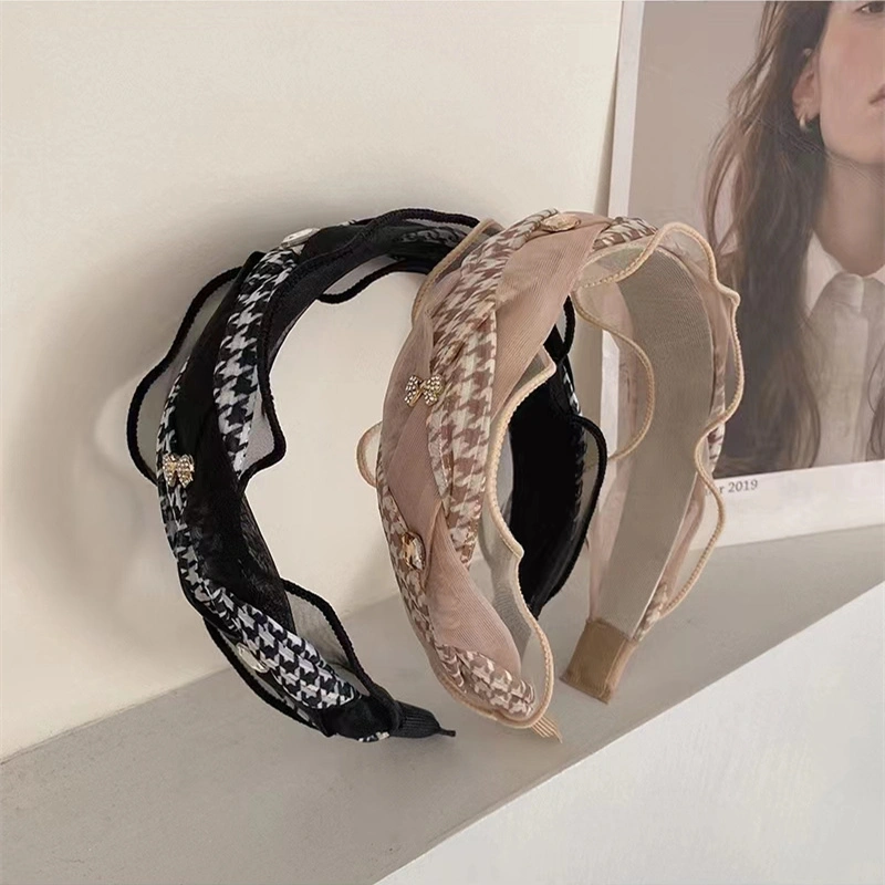 Solid Color Headband Exaggerated Wide Edge Headband Female Pearl Flannelette Headband Temperament Fashion New Solid Color Hair Accessories Manufacturers Wholesale Headband 1