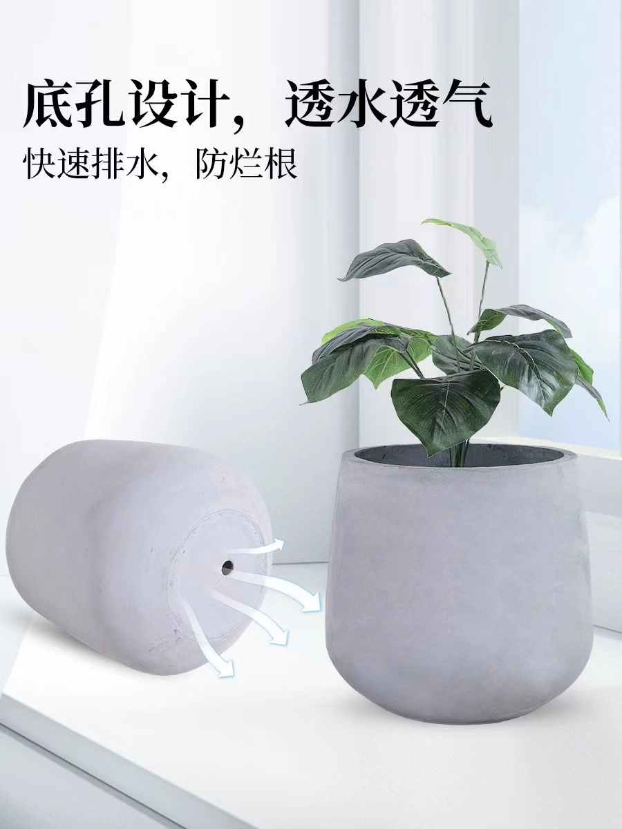 Magnesium clay flower POTS for export in black, white and gray, simple, artistic and personalized flower POTS, green ivy and cactus flower POTS Application Scenario