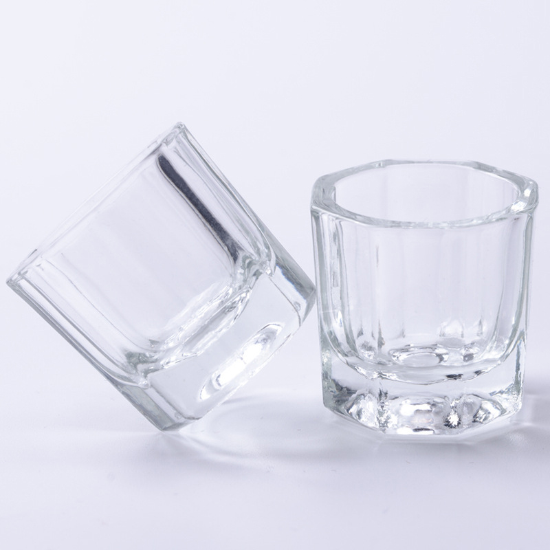 Manicure small octagon cup light therapy glass crystal cup lidless crystal nail is suitable for liquid cup and cup