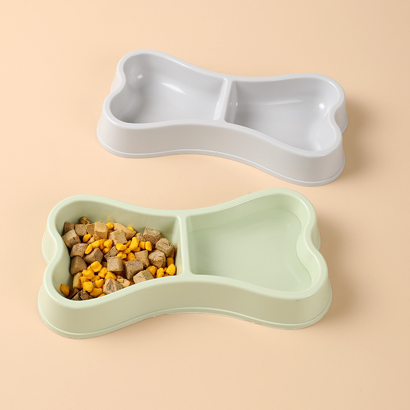 INS manufacturer's special offer wholesale dog bone-shaped pet double-bowl macaron-shaped dog double-bowl pet bowl