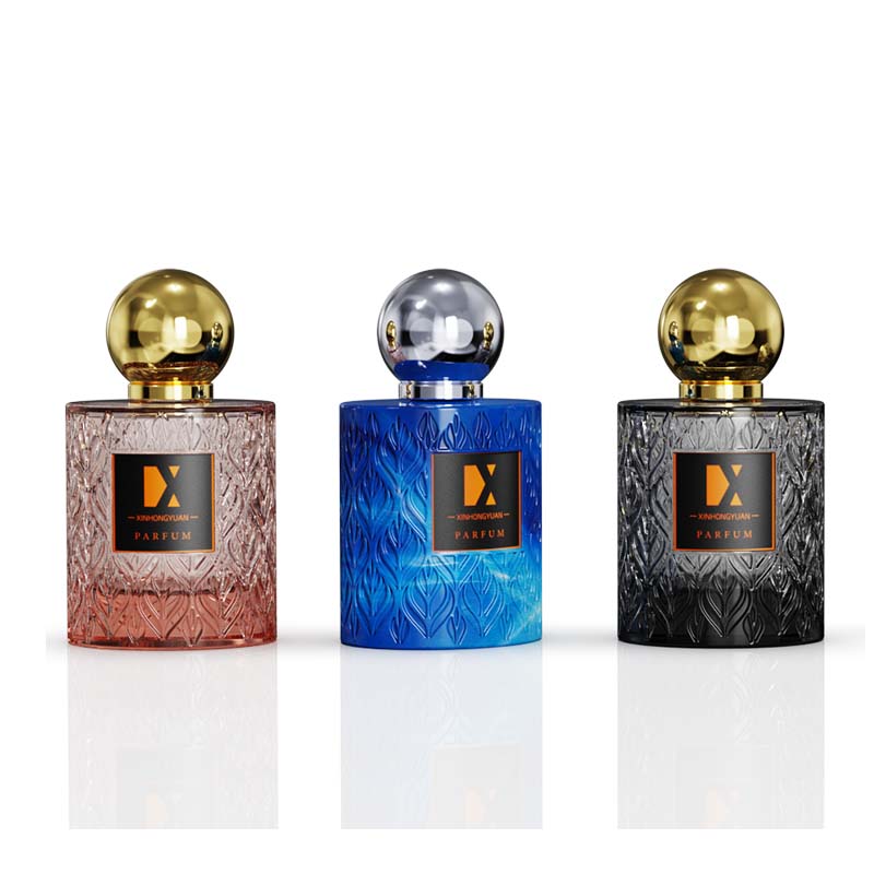厂家直销100ml香水瓶圆柱型瓶身贴标喷色瓶底加厚玻璃瓶空瓶