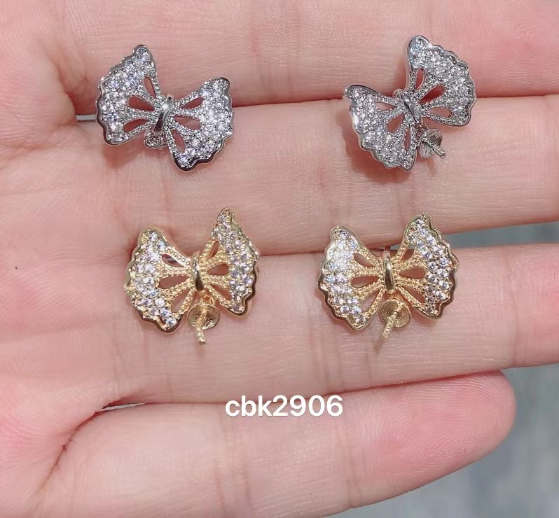 众兴饰品配件铜微镶耳钉珍珠diy气质简约韩系
