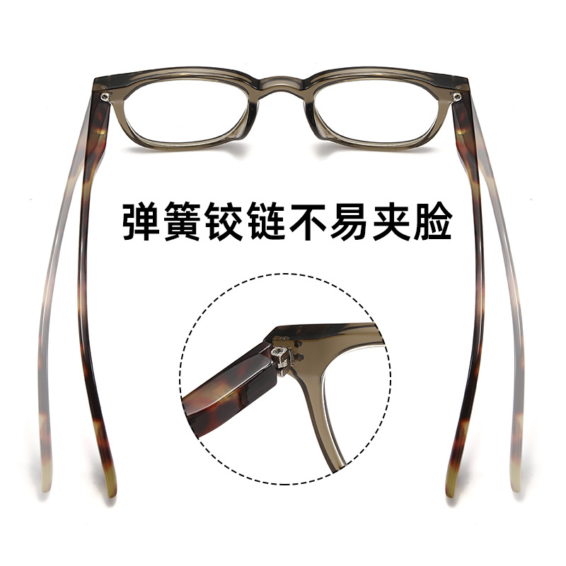 Fashionable cross-border spring-leg full-frame reading glasses with AC plates, square frame rivets and dot patterns, elderly reading glasses details Picture