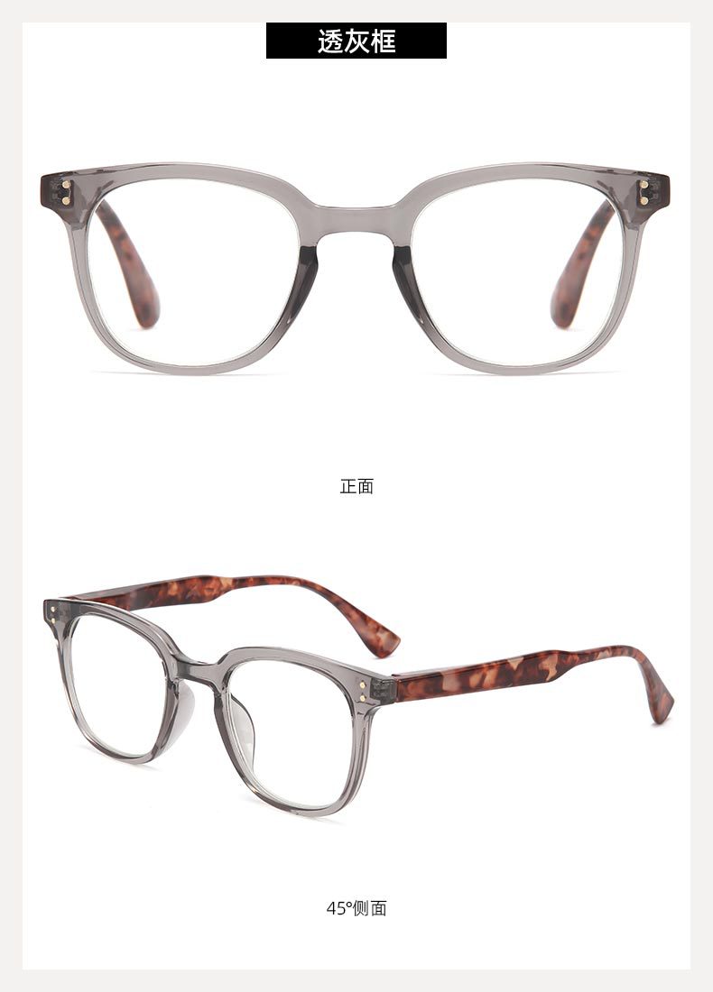 Fashionable cross-border spring-leg full-frame reading glasses with AC plates, square frame rivets and dot patterns, elderly reading glasses pic 14