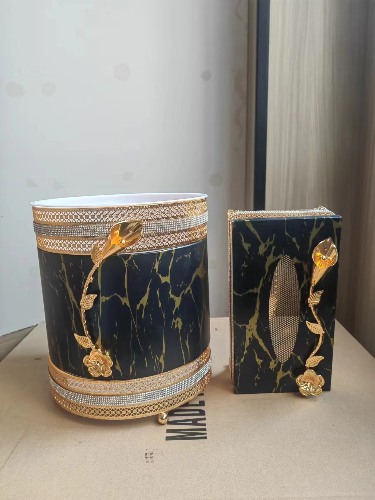 阿拉伯香炉套装香薰套装垃圾桶黑石纹