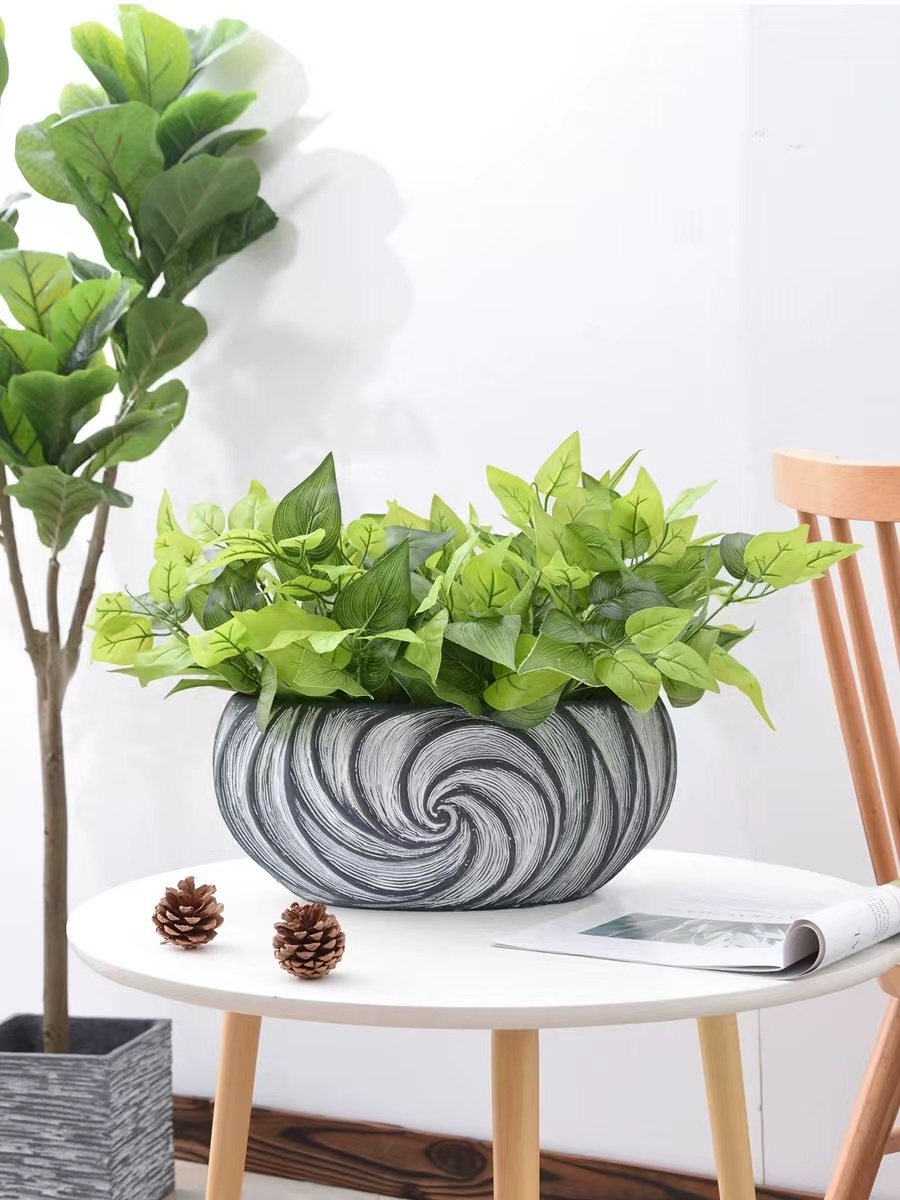 Wholesale magnesium oxide flower POTS, large-diameter corrugated flower POTS from Northern Europe, Chrysalidocarpus indicus and bird of paradise flower POTS factory for foreign trade Specification image