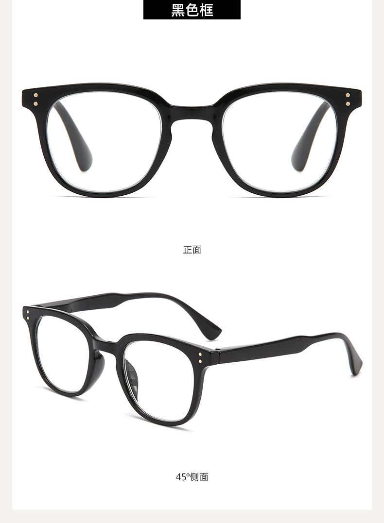 Fashionable cross-border spring-leg full-frame reading glasses with AC plates, square frame rivets and dot patterns, elderly reading glasses pic 15