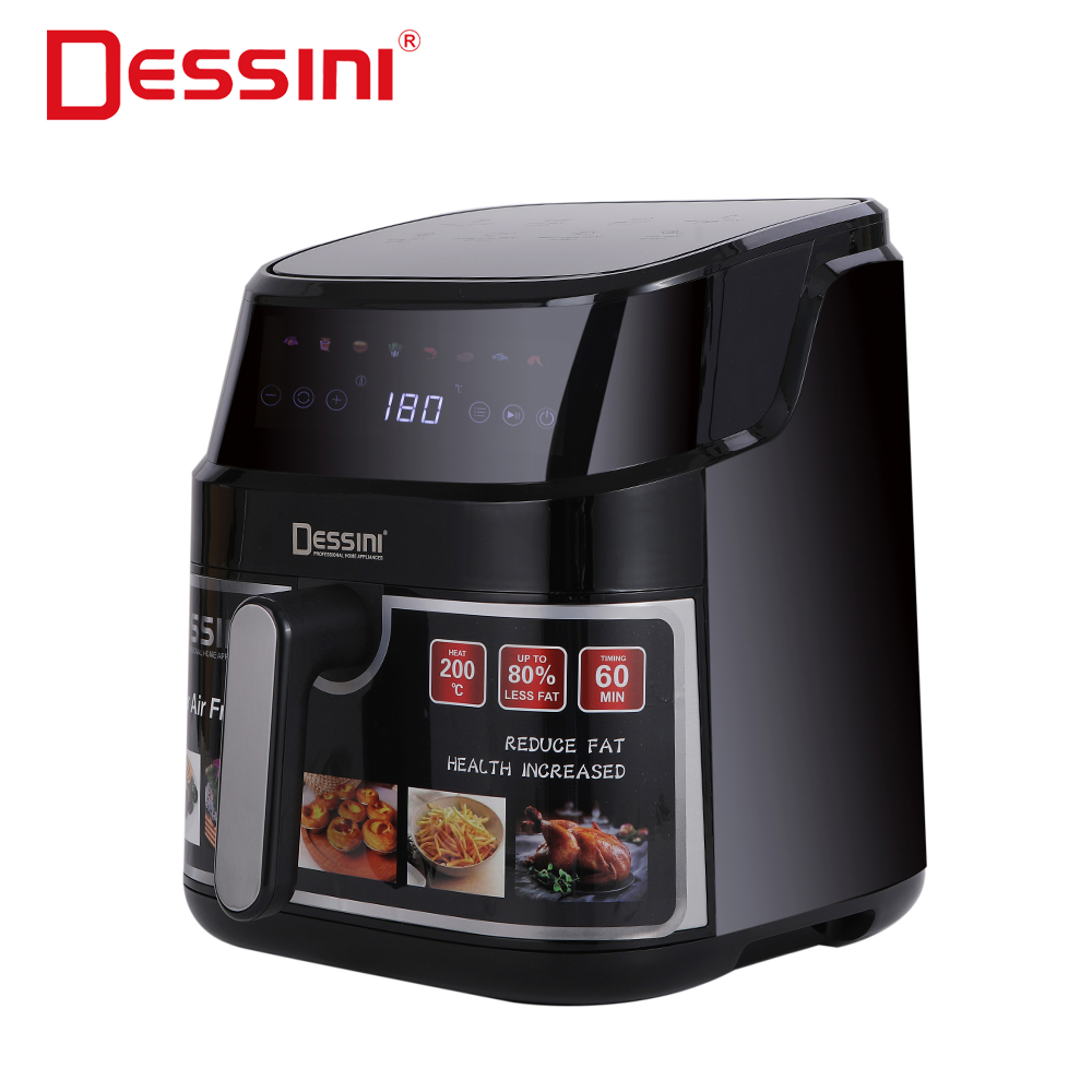 Dessini Custom Color Kitchen Pop 8L Large Capacity Smart Air Fryer Specification drawing