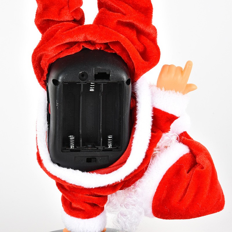 厂家新款电动倒立街舞圣诞老人玩偶带音乐儿童玩具摆件圣诞节礼品白底实物图