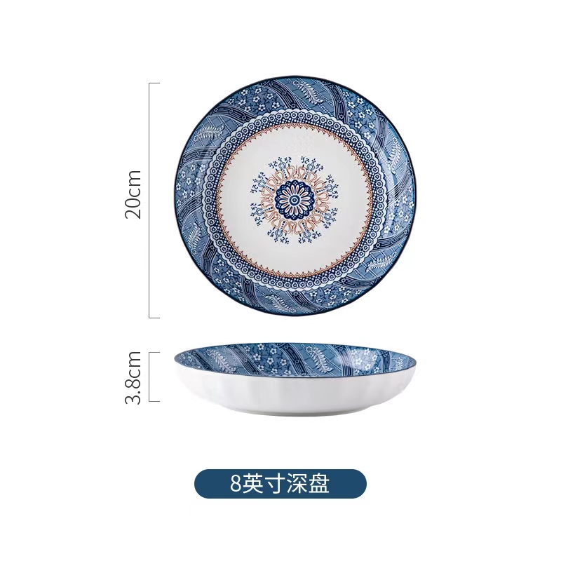 八角散件陶瓷碗陶瓷盘米饭碗汤锅水壶咖啡杯牛奶杯鱼盘饭盘沙拉碗陶瓷盘手绘盘米饭盘汤盘水果盘草莓盘详情图7