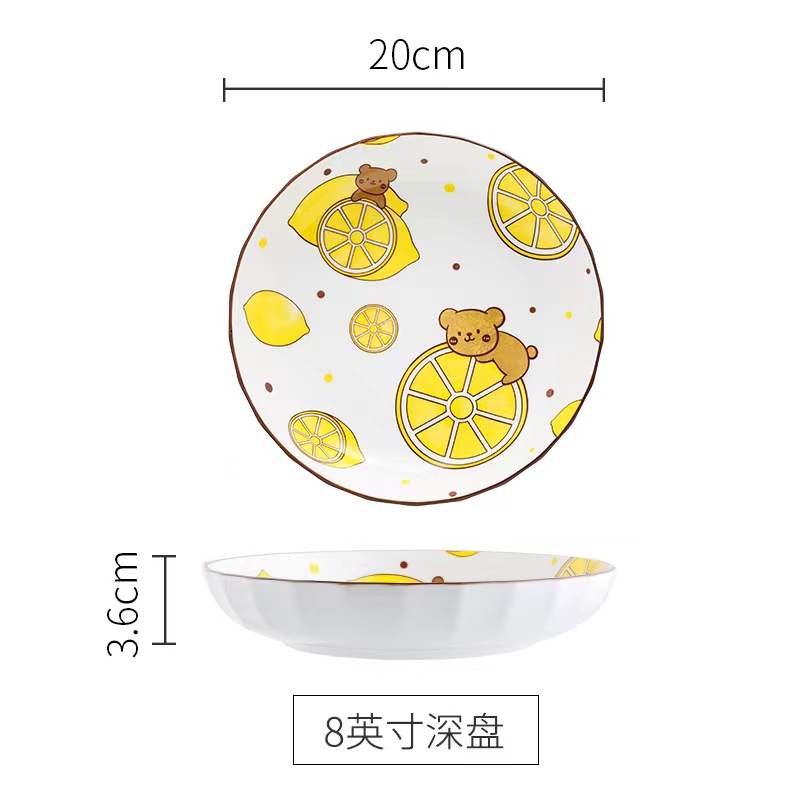 八角散件陶瓷碗陶瓷盘米饭碗汤锅水壶咖啡杯牛奶杯鱼盘饭盘沙拉碗陶瓷盘手绘盘米饭盘汤盘水果盘草莓盘详情图3