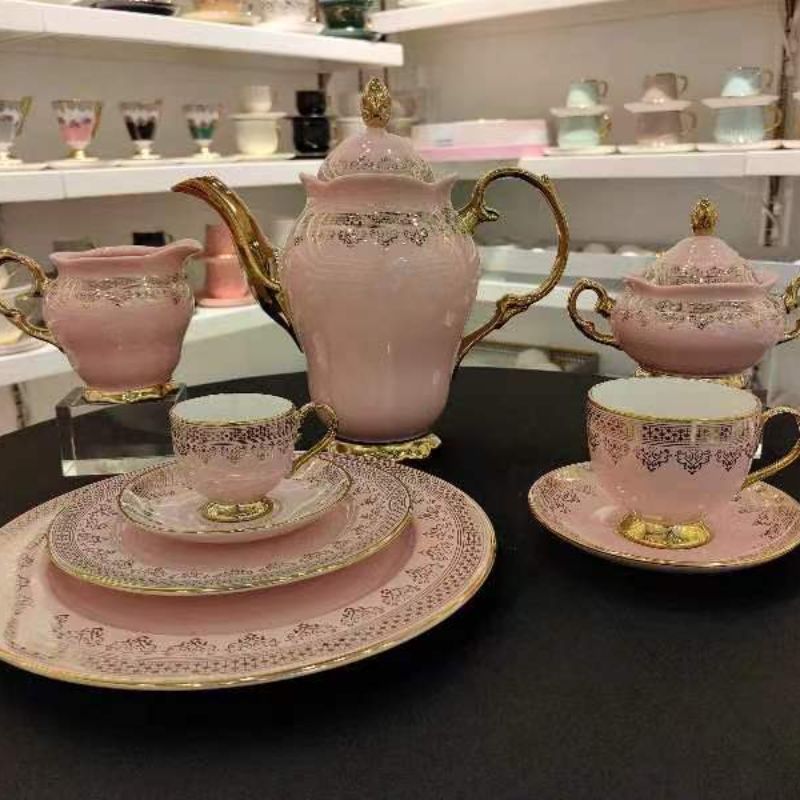 欧式小奢华描金边咖啡杯碟套装陶瓷家用下午茶具器具