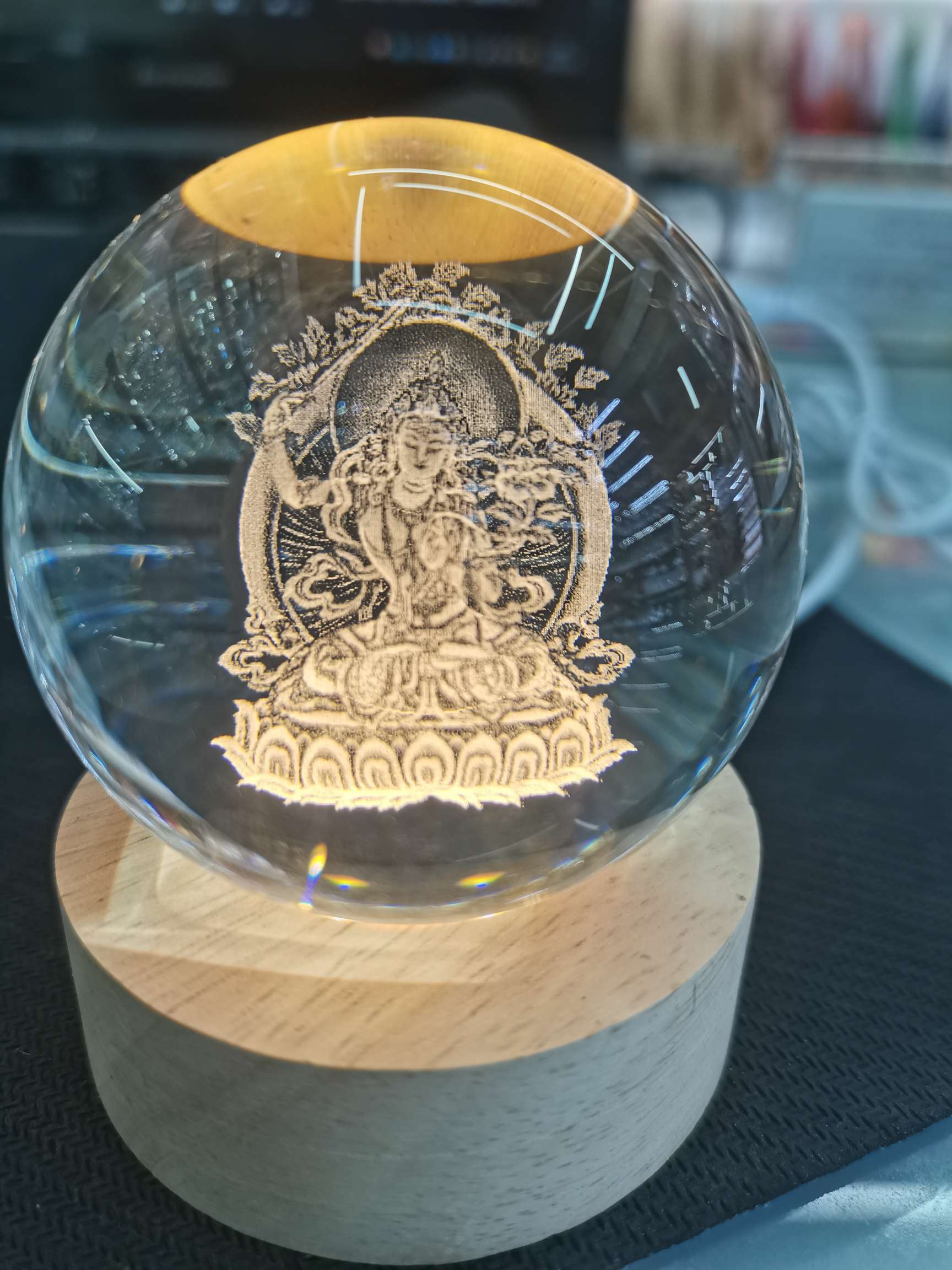 100号水晶球印度佛像暖白光饰品 精美工艺品 水晶玻璃艺术品 独特礼品/工艺品/水晶工艺品 璀璨闪耀详情图6