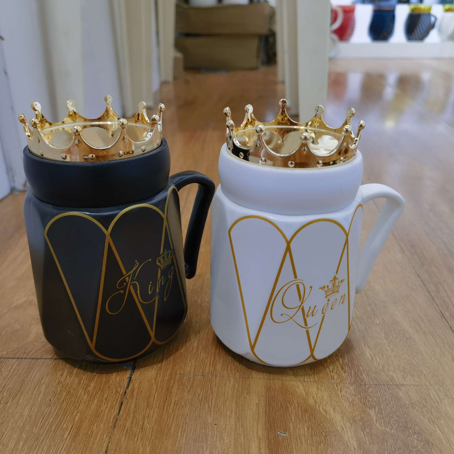 xb00000858黑白双色带盖👑陶瓷杯