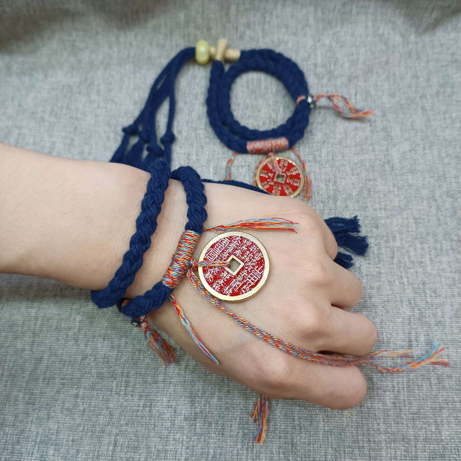 Bracelet, string, mountain ghost money, red copper money, jewelry, and InS-style lucky bracelet detail image 6