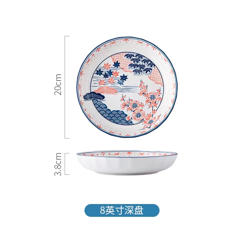 八角散件陶瓷碗陶瓷盘米饭碗汤锅水壶咖啡杯牛奶杯鱼盘饭盘沙拉碗陶瓷盘手绘盘米饭盘汤盘水果盘草莓盘详情图6