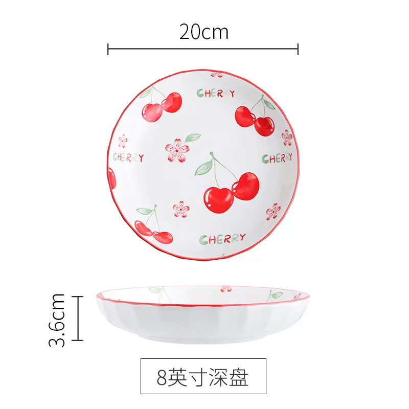 八角散件陶瓷碗陶瓷盘米饭碗汤锅水壶咖啡杯牛奶杯鱼盘饭盘沙拉碗陶瓷盘手绘盘米饭盘汤盘水果盘草莓盘详情图15