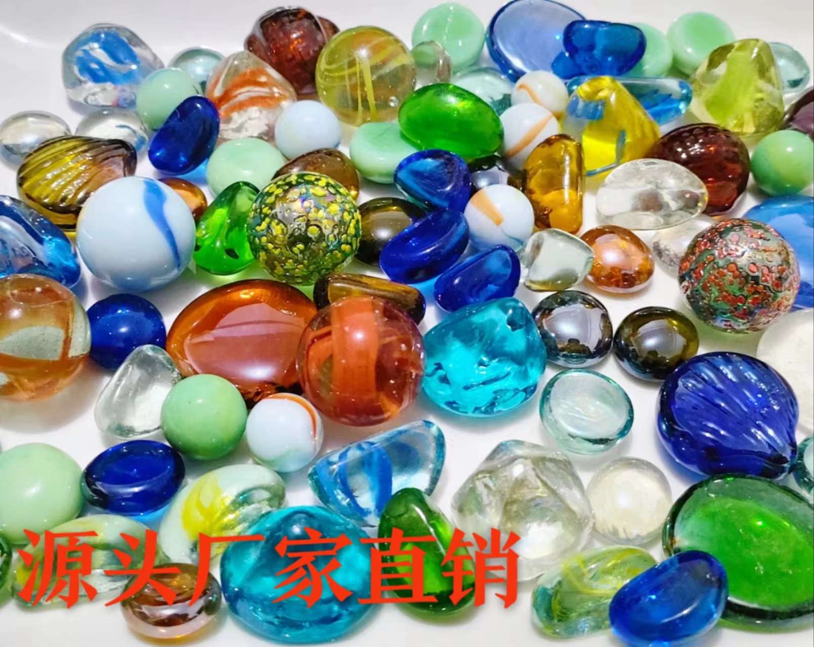 Colorful small pebbles mixed in color, transparent glass flat beads, hydroponic fish tank decoration, aquarium, seven-color glass flat bead fish tank vase, hydroponic landscape decoration, counter decoration, handcrafted diy Maasai handicrafts