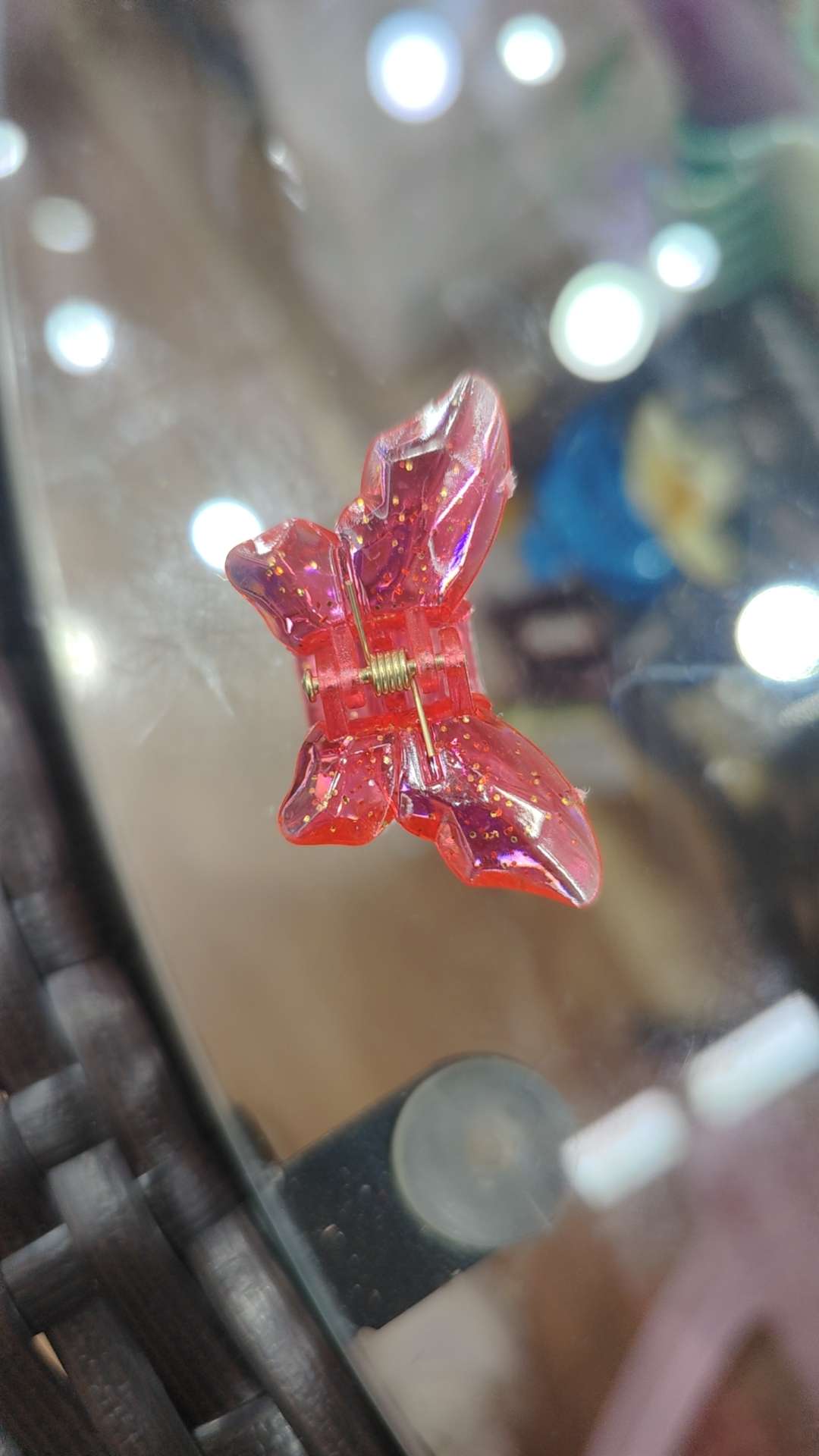 塑料爪夹小蝴蝶透明带金粉韩版潮流发夹饰品