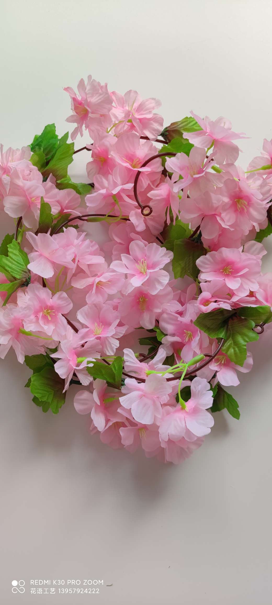 Supply cherry blossom vine artificial plant flower vines for wedding decoration, indoor home encryption, artificial cherry blossom vines detail image 4