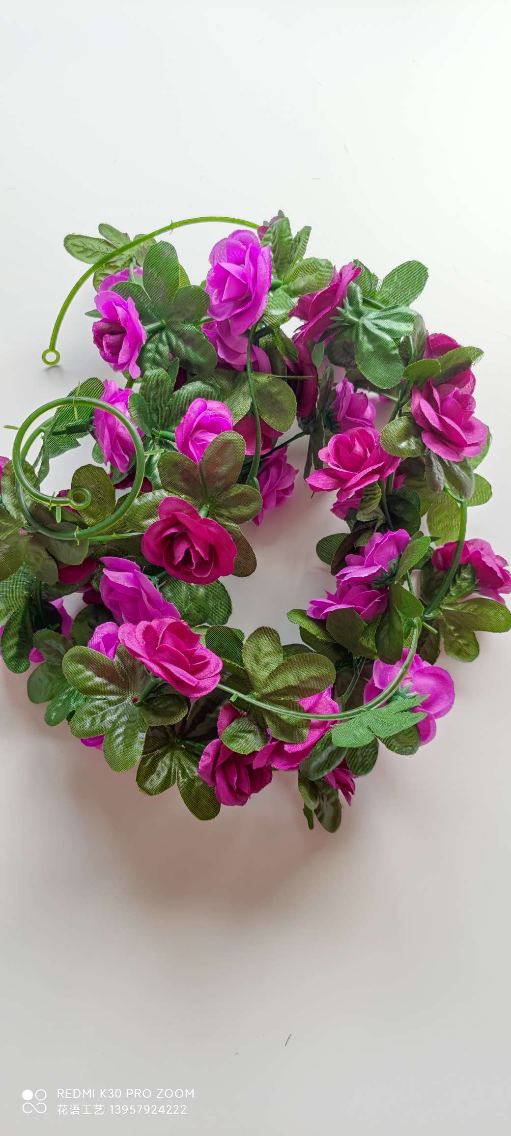 Artificial cherry blossom rattan, artificial flower rattan, wedding furniture, decoration, air conditioning, water pipe winding, Amazon cross-border supply, fake detail image 14