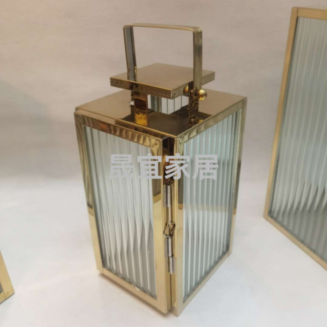 不锈钢金属金色波浪纹加厚玻璃风灯烛台家居落地摆件婚庆庭院欧式美式创意铁艺烛台烛台金属铁小烛台详情图3