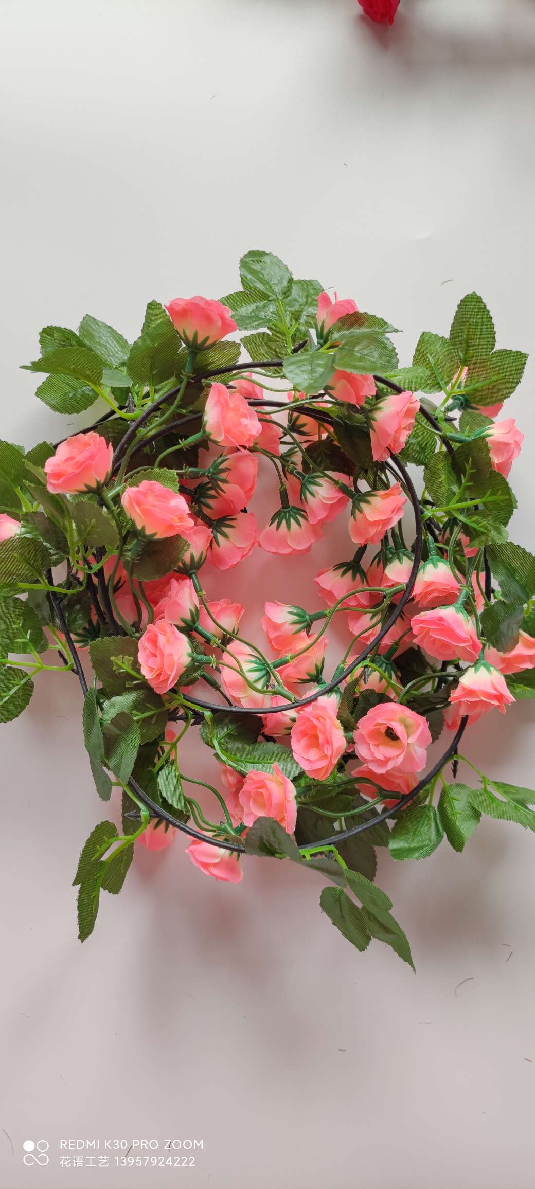 Artificial cherry blossom rattan, artificial flower rattan, wedding furniture, decoration, air conditioning, water pipe winding, Amazon cross-border supply, fake detail image 9