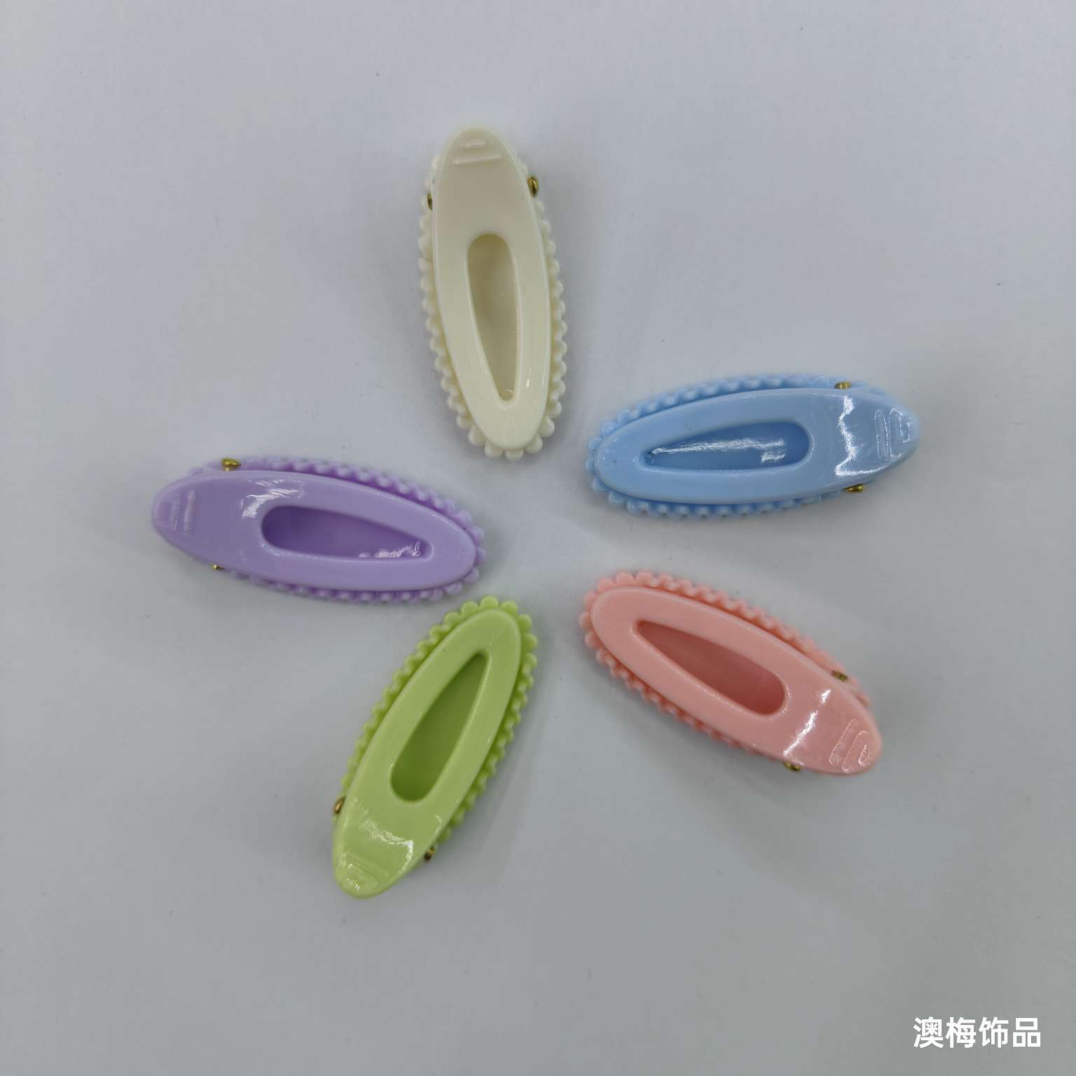 4 cm oval solid color summer light-colored cute grab, diy handcrafted material, no marks on the touch details Picture