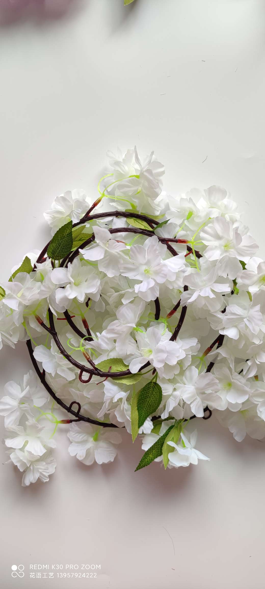 Artificial cherry blossom rattan, artificial flower rattan, wedding furniture, decoration, air conditioning, water pipe winding, Amazon cross-border supply, fake detail image 5