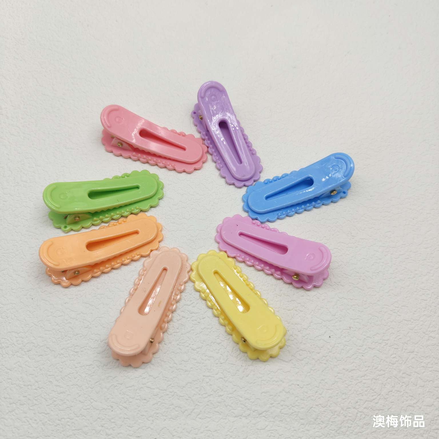 4 cm double-ended round hair clips, solid color with lace, diy resin cream glue hair accessories, candy hair clips, factory direct sales detail image 4