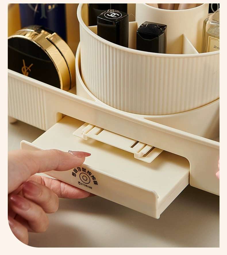 X51-8521 Cosmetics Storage Box with mirror, desktop rotating makeup box, Lipstick, eyeshadow and makeup rack detail image 11