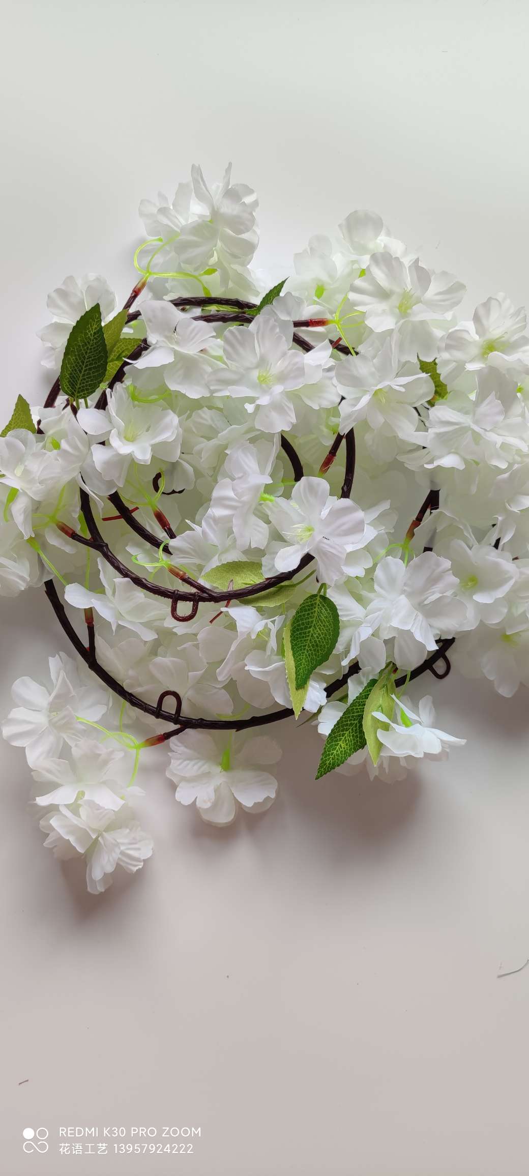 Artificial cherry blossom rattan, artificial flower rattan, wedding furniture, decoration, air conditioning, water pipe winding, Amazon cross-border supply, fake detail image 3