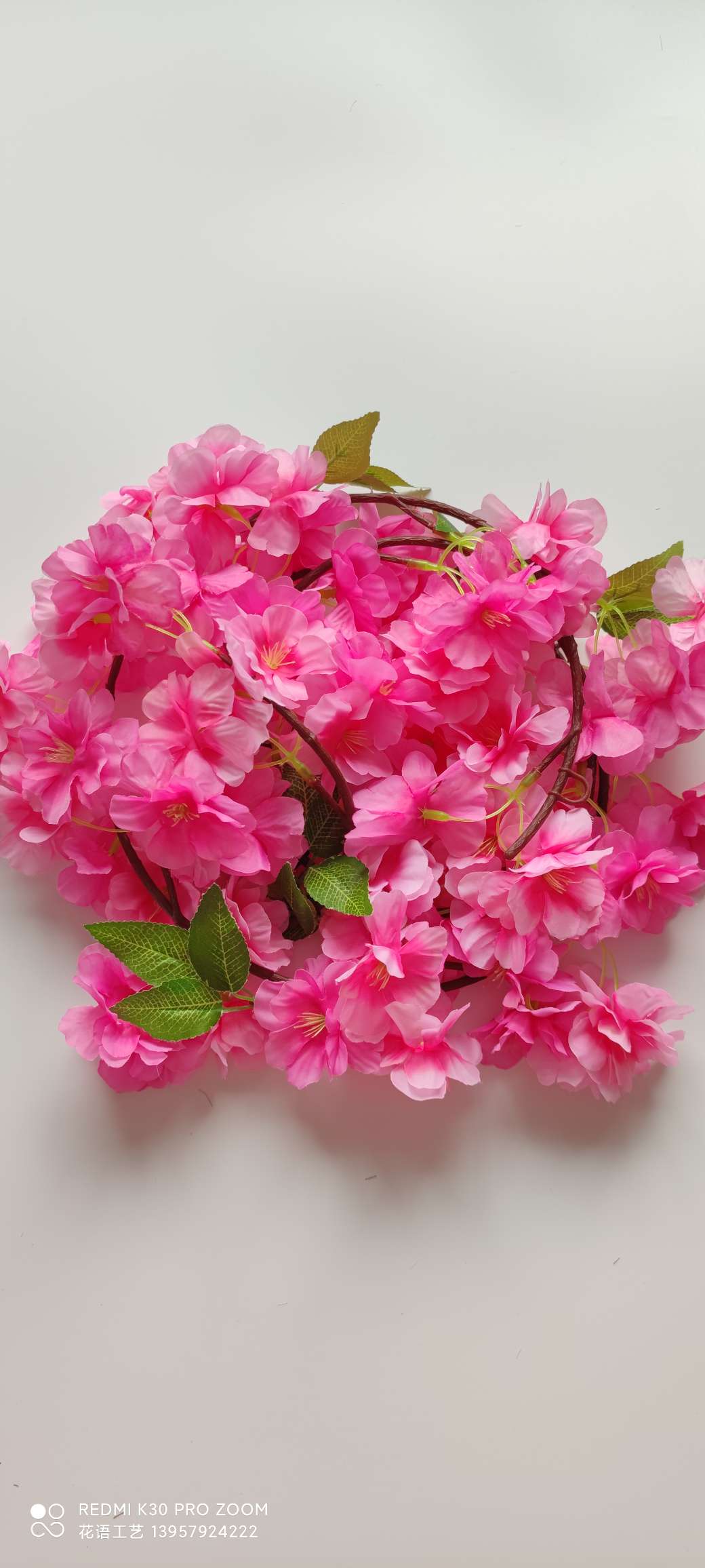 Artificial cherry blossom rattan, artificial flower rattan, wedding furniture, decoration, air conditioning, water pipe winding, Amazon cross-border supply, fake detail image 2