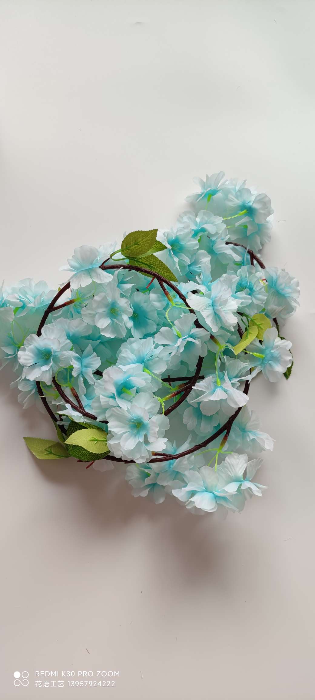 Artificial cherry blossom rattan, artificial flower rattan, wedding furniture, decoration, air conditioning, water pipe winding, Amazon cross-border supply, fake Specification image