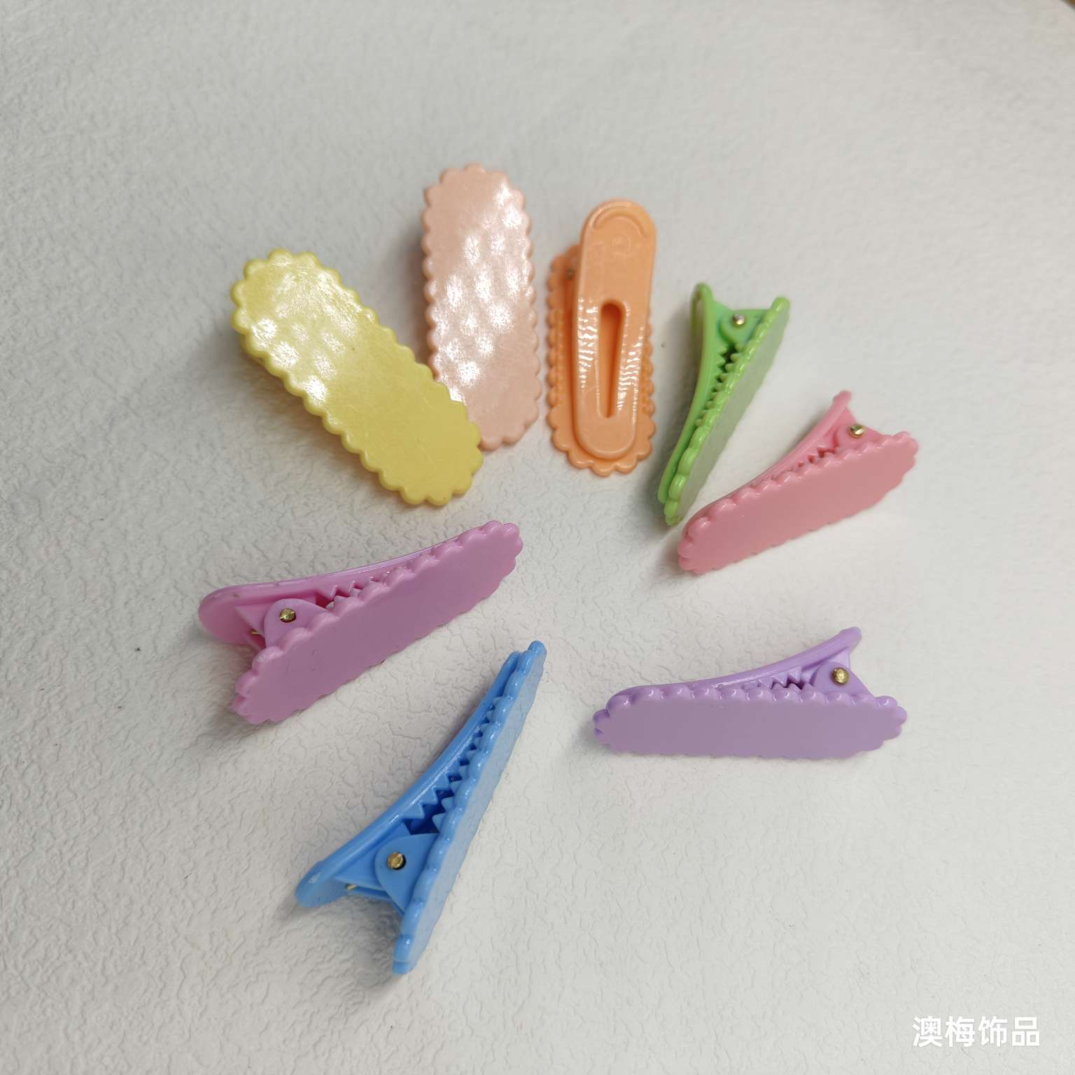 4 cm double-ended round hair clips, solid color with lace, diy resin cream glue hair accessories, candy hair clips, factory direct sales Specification image