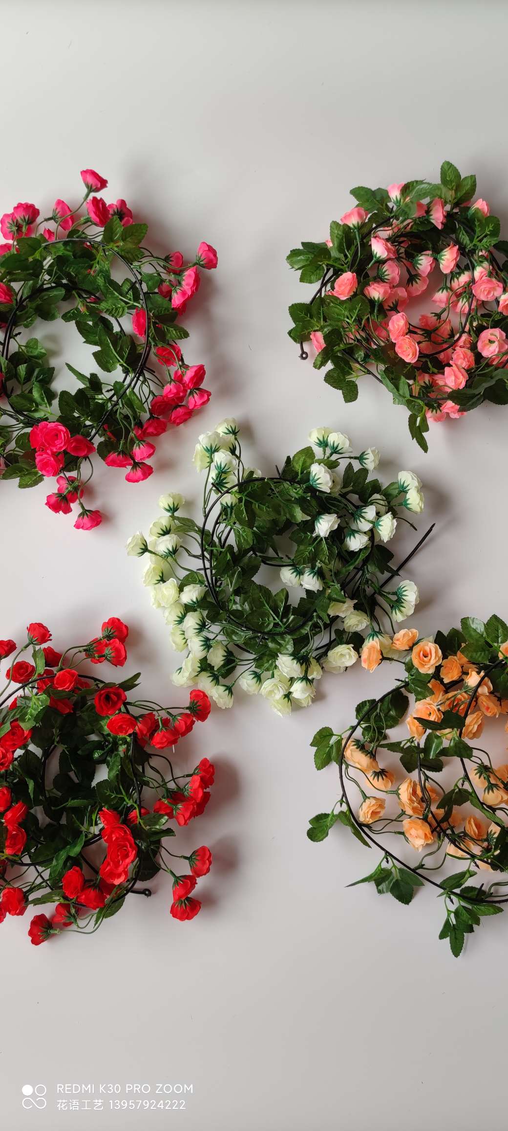 Artificial cherry blossom rattan, artificial flower rattan, wedding furniture, decoration, air conditioning, water pipe winding, Amazon cross-border supply, fake detail image 10