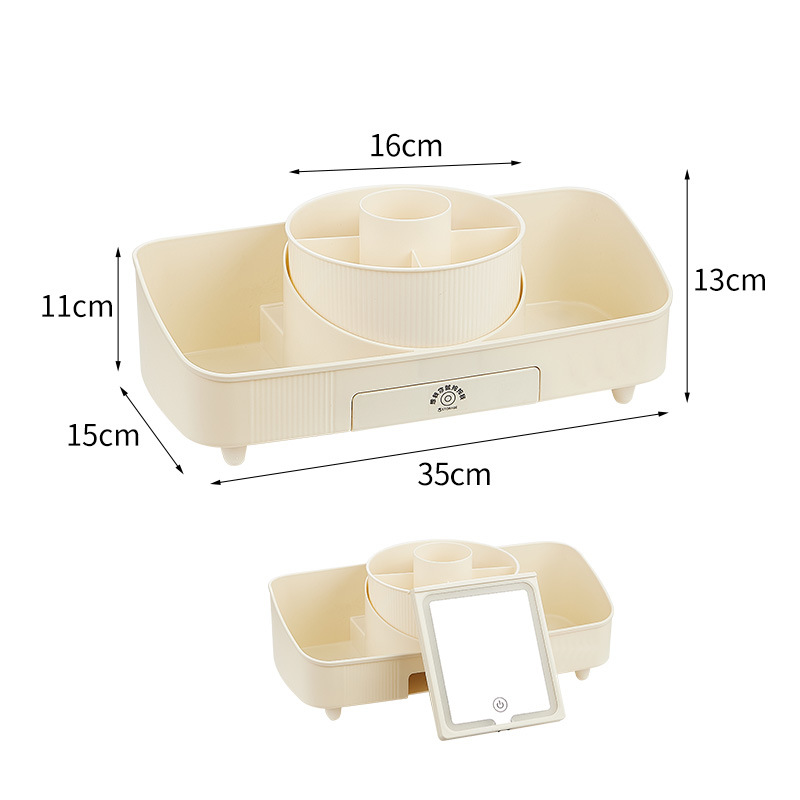 X51-8521 Cosmetics Storage Box with mirror, desktop rotating makeup box, Lipstick, eyeshadow and makeup rack detail image 15