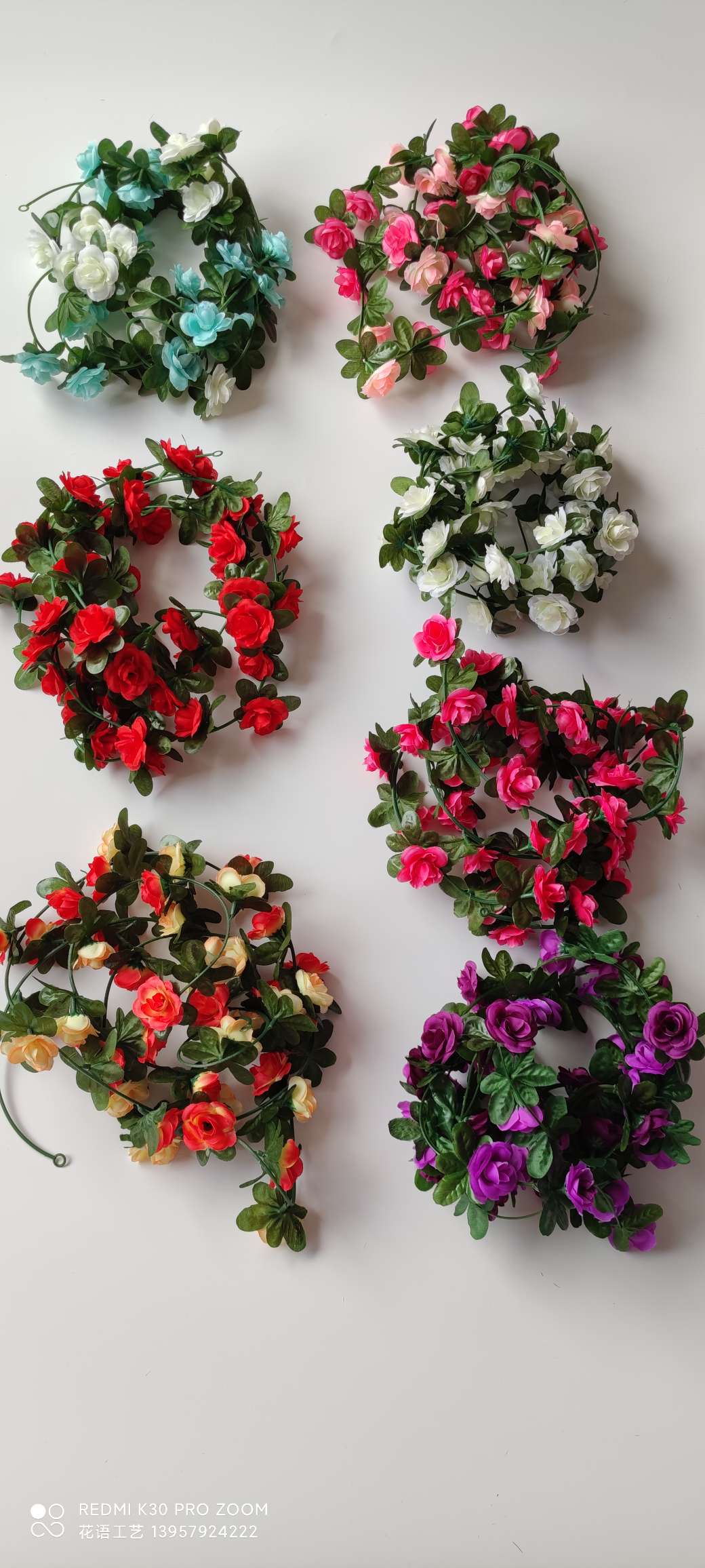 Artificial cherry blossom rattan, artificial flower rattan, wedding furniture, decoration, air conditioning, water pipe winding, Amazon cross-border supply, fake detail image 16