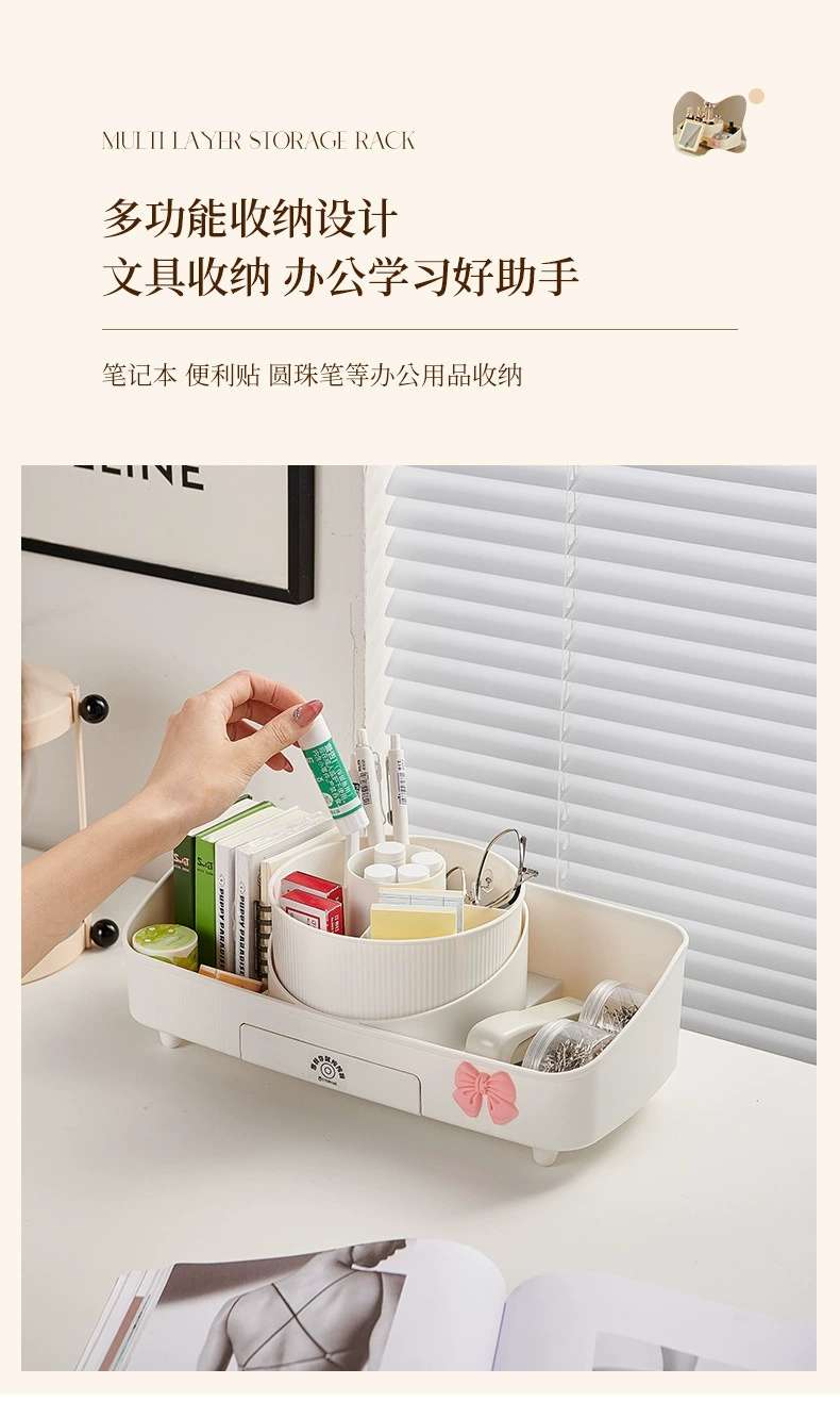 X51-8521 Cosmetics Storage Box with mirror, desktop rotating makeup box, Lipstick, eyeshadow and makeup rack detail image 3