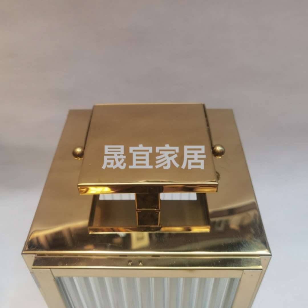 不锈钢金属金色波浪纹加厚玻璃风灯烛台家居落地摆件婚庆庭院欧式美式创意铁艺烛台烛台金属铁小烛台细节图