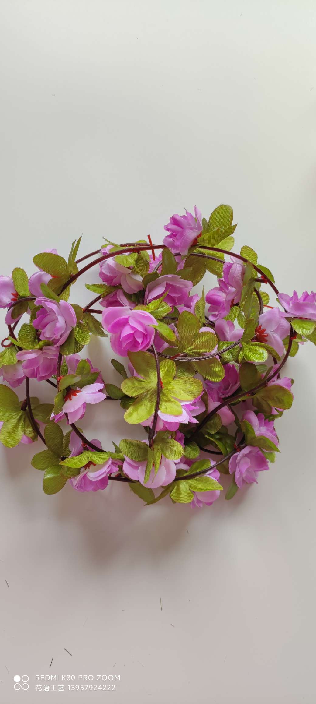 Artificial cherry blossom rattan, artificial flower rattan, wedding furniture, decoration, air conditioning, water pipe winding, Amazon cross-border supply, fake detail image 11