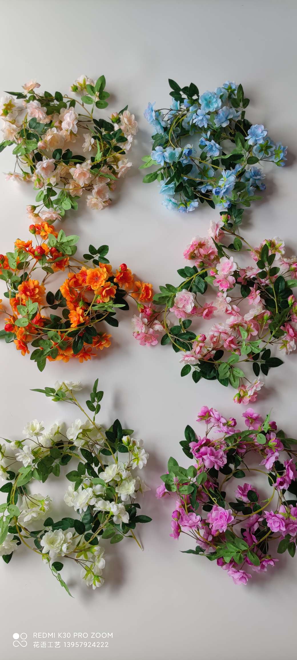 Supply cherry blossom vine artificial plant flower vines for wedding decoration, indoor home encryption, artificial cherry blossom vines detail image 15