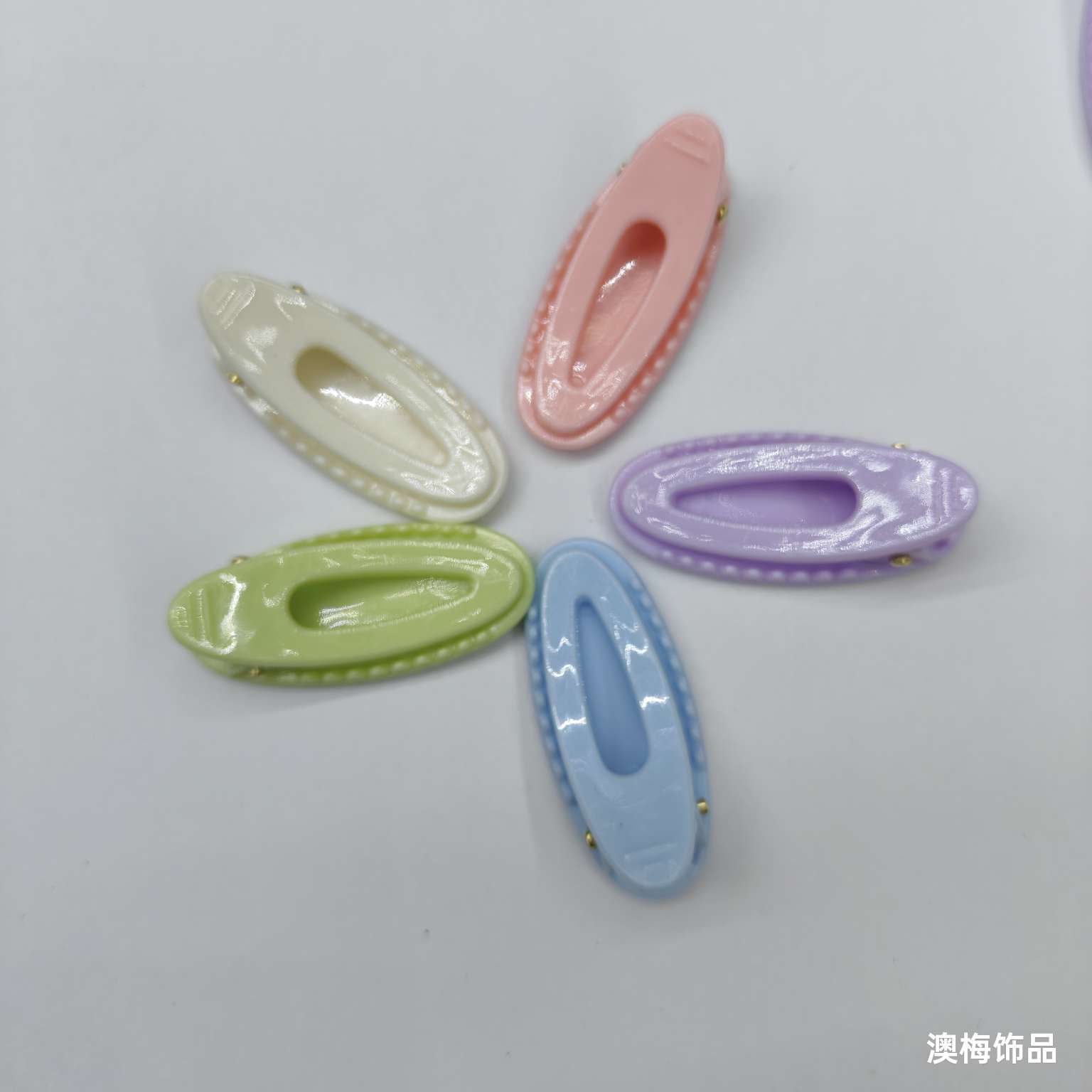 4 cm oval light hair clips, light hair clips, diy resin cream glue hair accessories, candy hair clips, factory direct sales Specification image