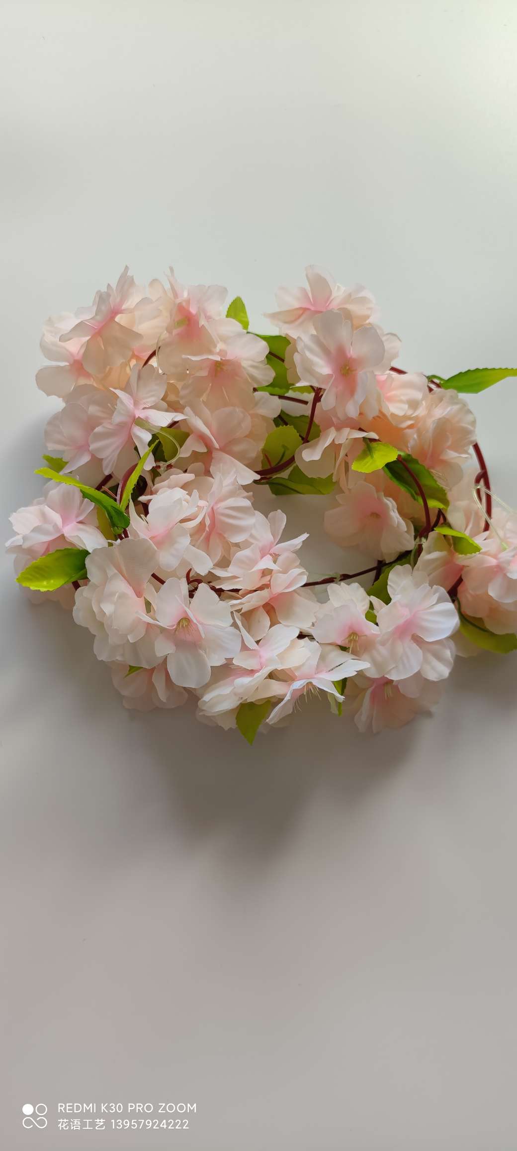 Supply cherry blossom vine artificial plant flower vines for wedding decoration, indoor home encryption, artificial cherry blossom vines Specification image