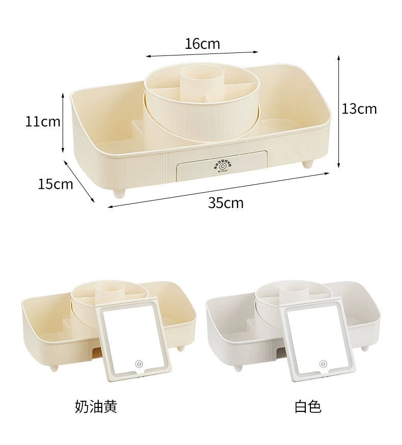 X51-8521 Cosmetics Storage Box with mirror, desktop rotating makeup box, Lipstick, eyeshadow and makeup rack detail image 9