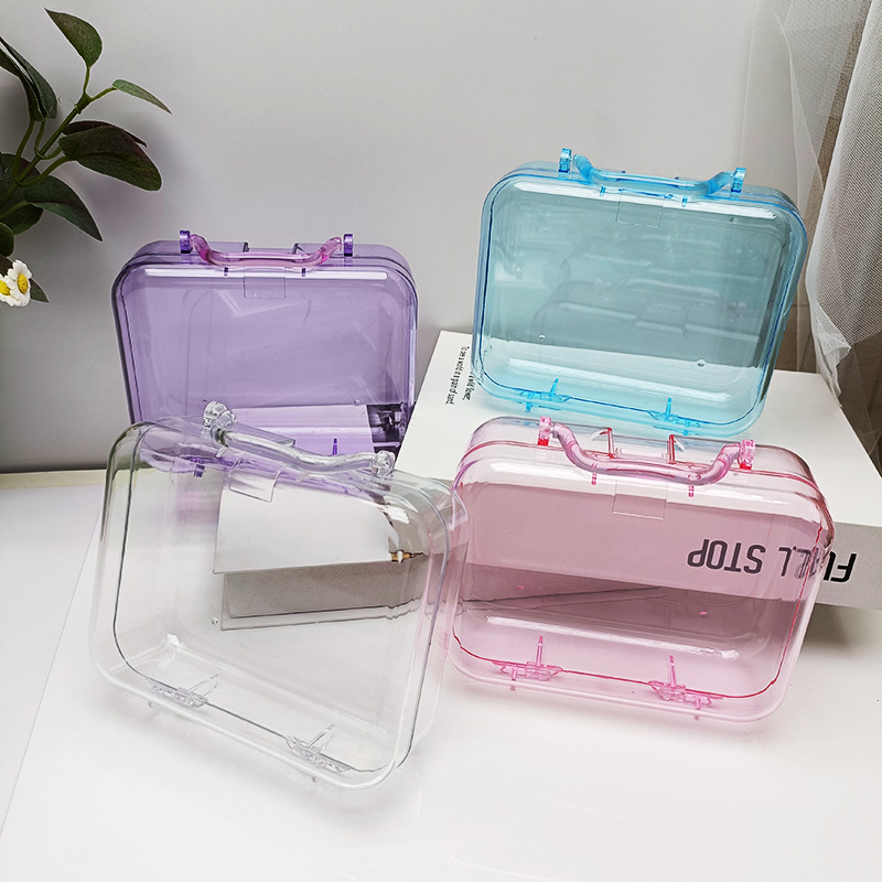 时尚简约透明小号方形手提包儿童手工DIY主体便携饰品收纳首饰包