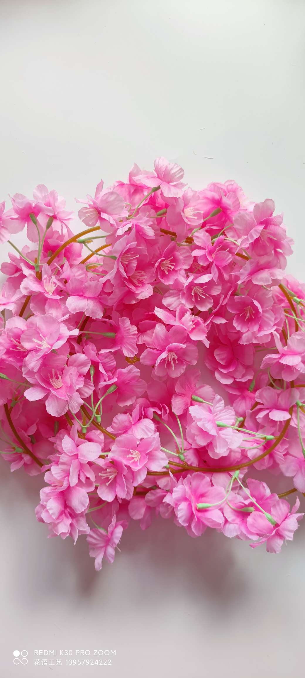 Supply cherry blossom vine artificial plant flower vines for wedding decoration, indoor home encryption, artificial cherry blossom vines detail image 12